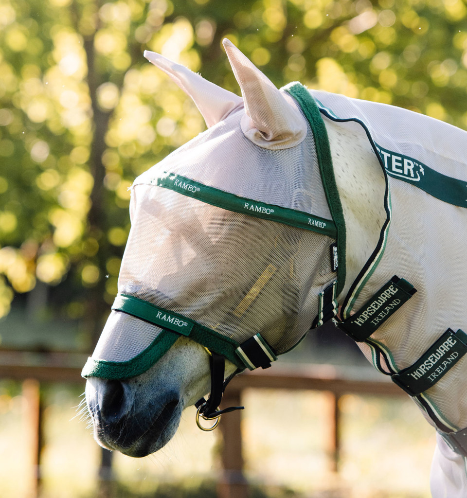 Horseware Couverture Anti-Mouches Rambo Optimo Protector Plus Argent Gris Argent