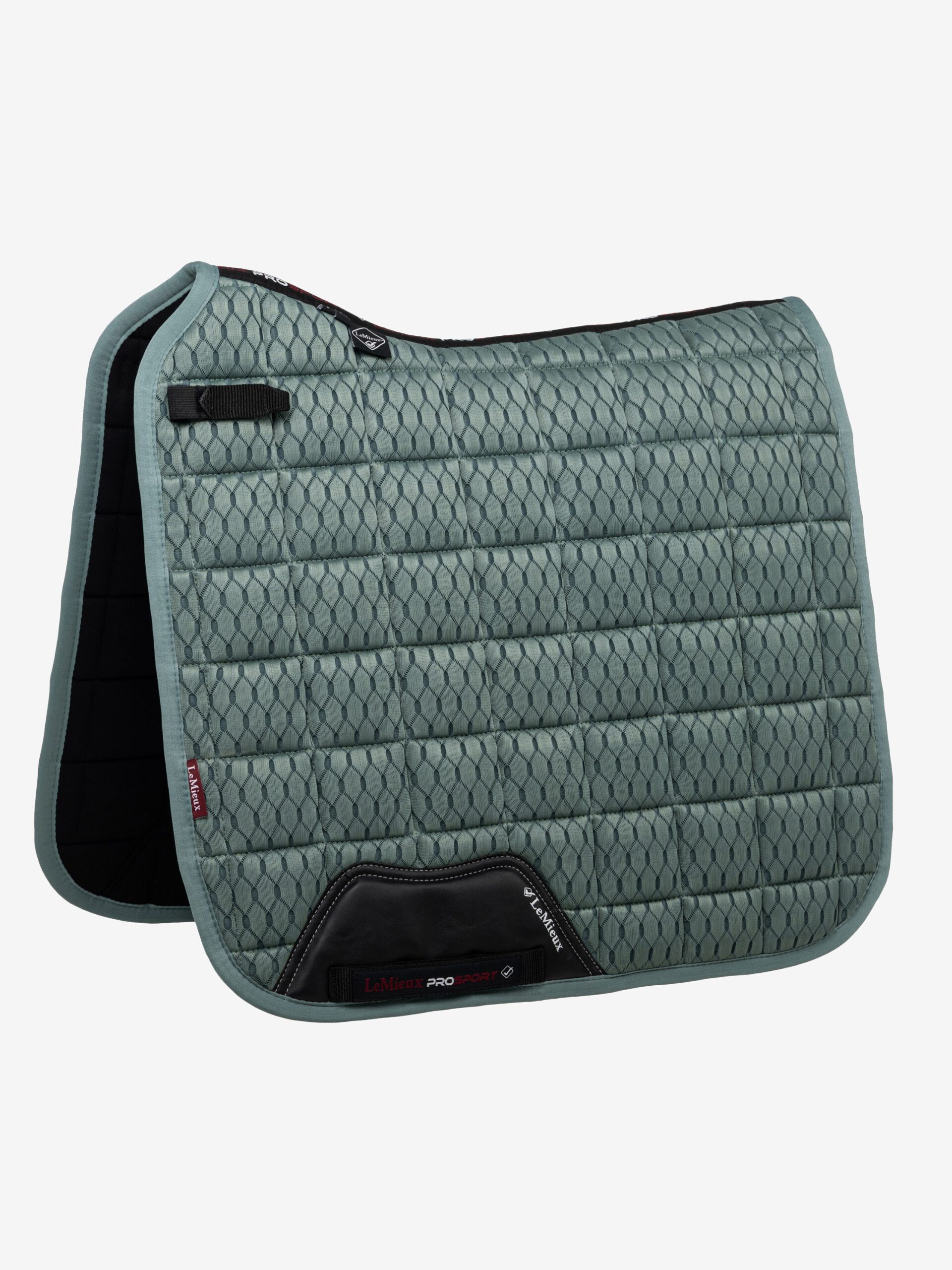 lm-carbonmesh-dressagepad-sage-hr Tapis de dressage LeMieux Carbon Mesh Air Square Sage taille L – maille 3D respirante bambou