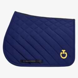 Cavalleria Toscana – Tapis de Jumping avec matelassage en losanges et en lignes – midnight blu / Jaune