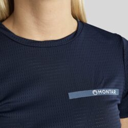 Montar - Tee shirt MoStella Mesh with Contrast Stated Logo Print - Marine