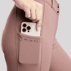 Pantalon d’équitation Montar Megan Dusty Rose avec poches téléphone et Full grip