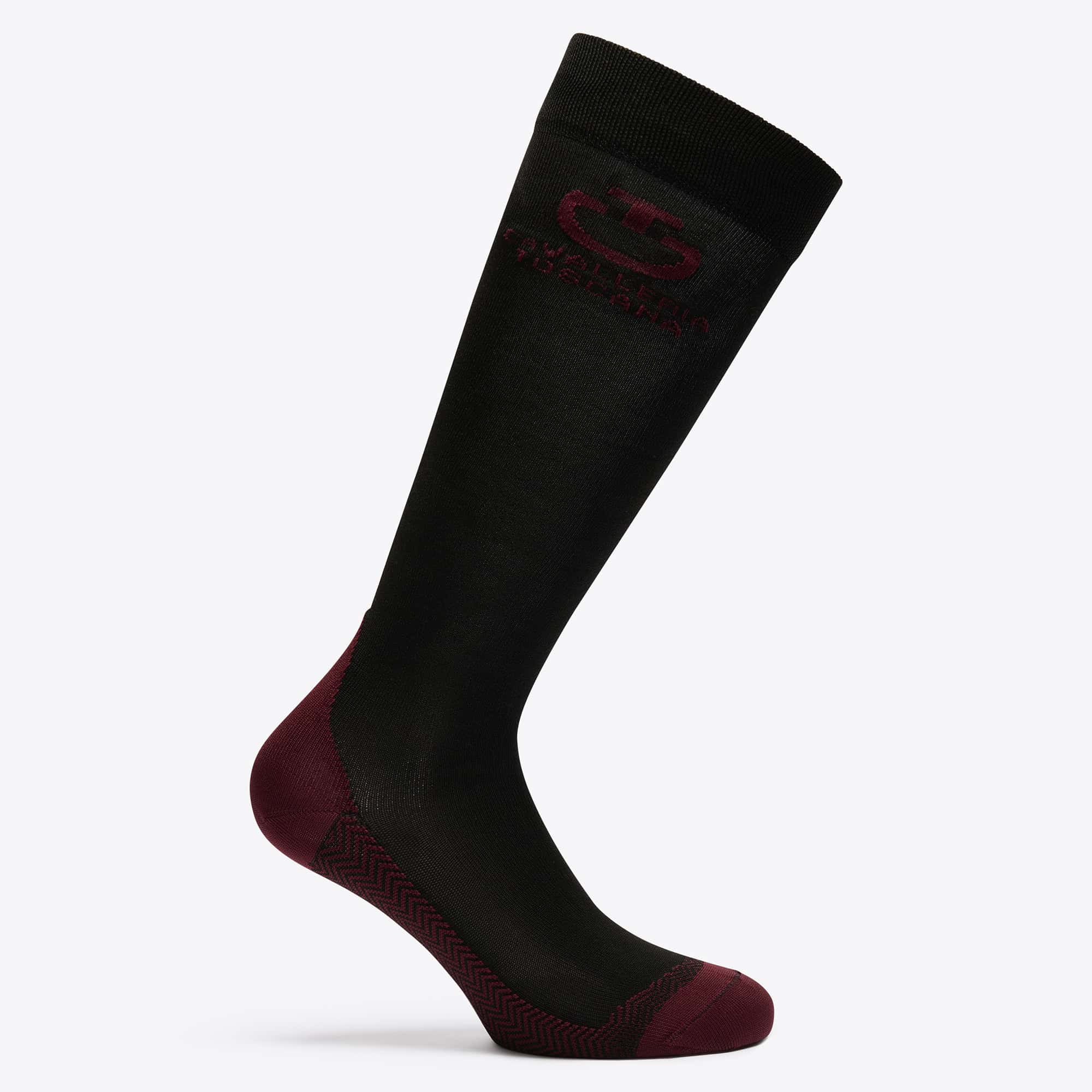 Nom du fichier : cavalleria-toscana-chaussettes-laine-noir-bordeaux-fw25.jpg Chaussettes techniques en laine Cavalleria Toscana Noir & Bordeaux FW25
