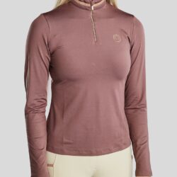 Haut Montar FW25 MoGlenda Thermo LS Dusty Rose avec bande Roségold Caviar et zip Roségold