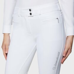 Pantalon Samshield FW25 Chloe Metal Dots Blanc avec Knee Grip silicone et détails scintillants