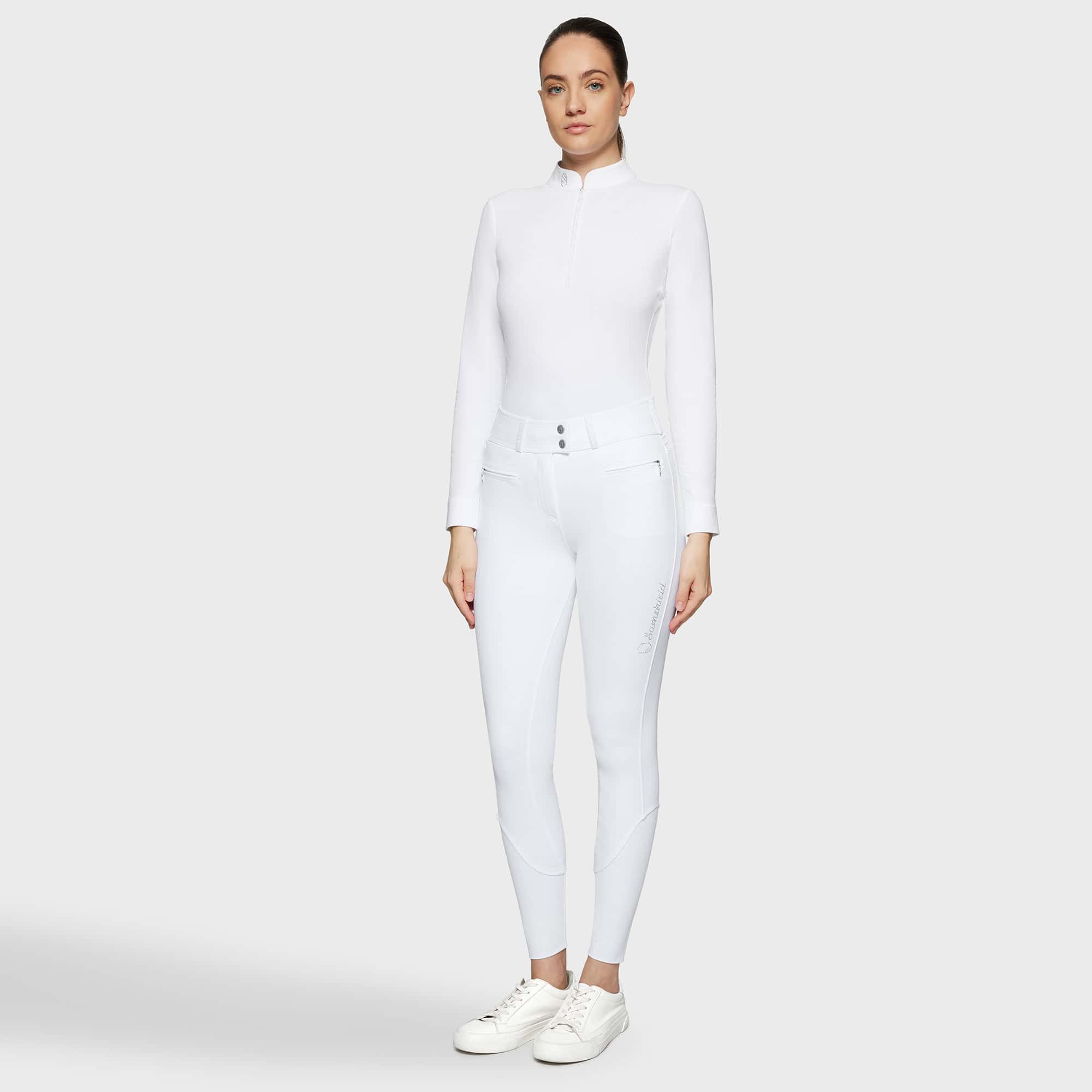 samshield-fw25-pantalon-claranova-blanc.jpg Pantalon Samshield FW25 Claranova Blanc avec Knee Grip silicone, coupe ajustée et matière technique
