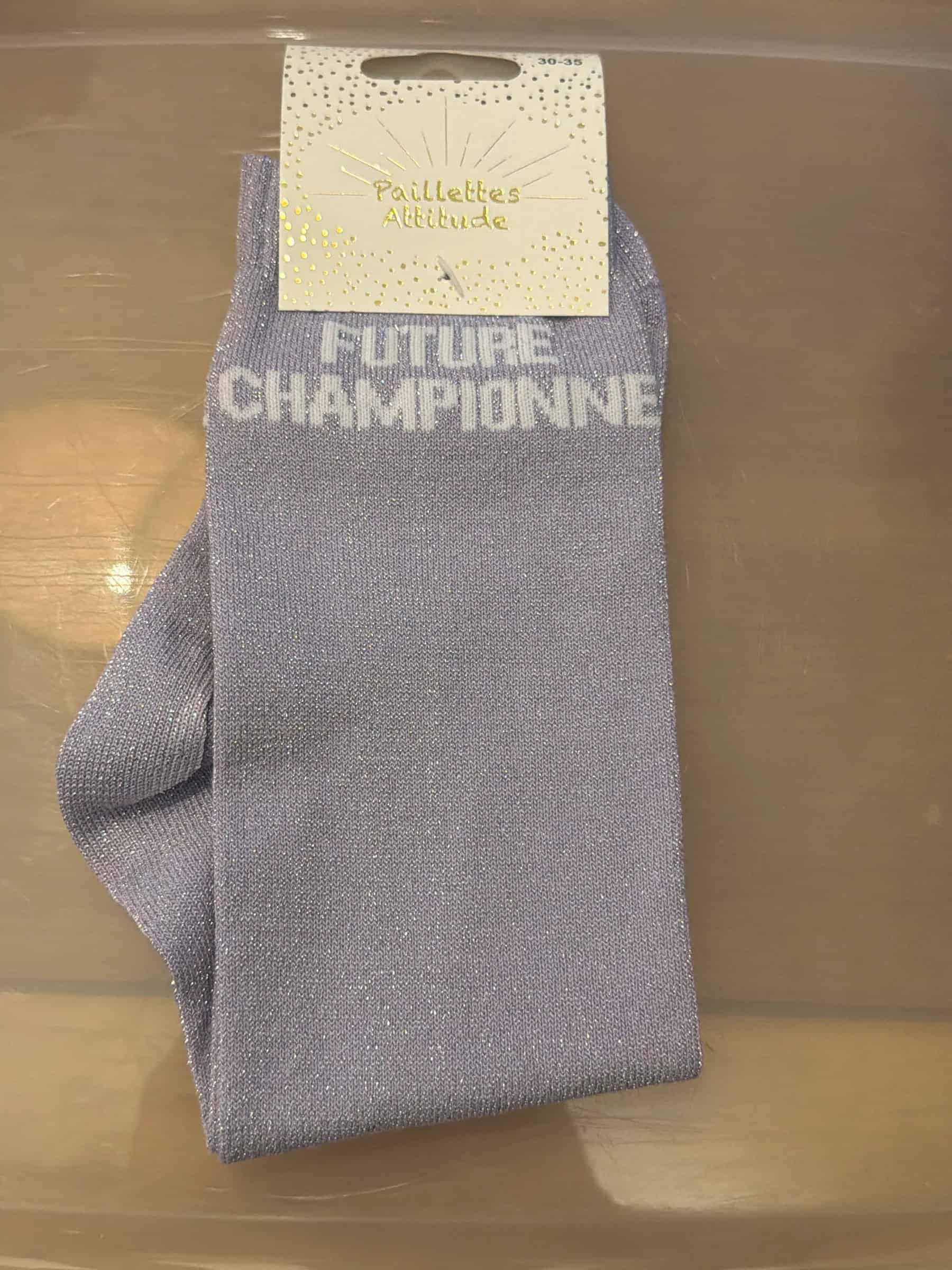 Chaussettes Équitation Enfants Paillettes Attitudes "Future Championne" – Mauve