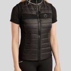 Veste sans manches Montar MoLila Hybrid noire SS26 avec Champagne Crystal Tape et cristaux