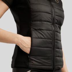 Veste sans manches Montar MoLila Hybrid noire SS26 avec Champagne Crystal Tape et cristaux