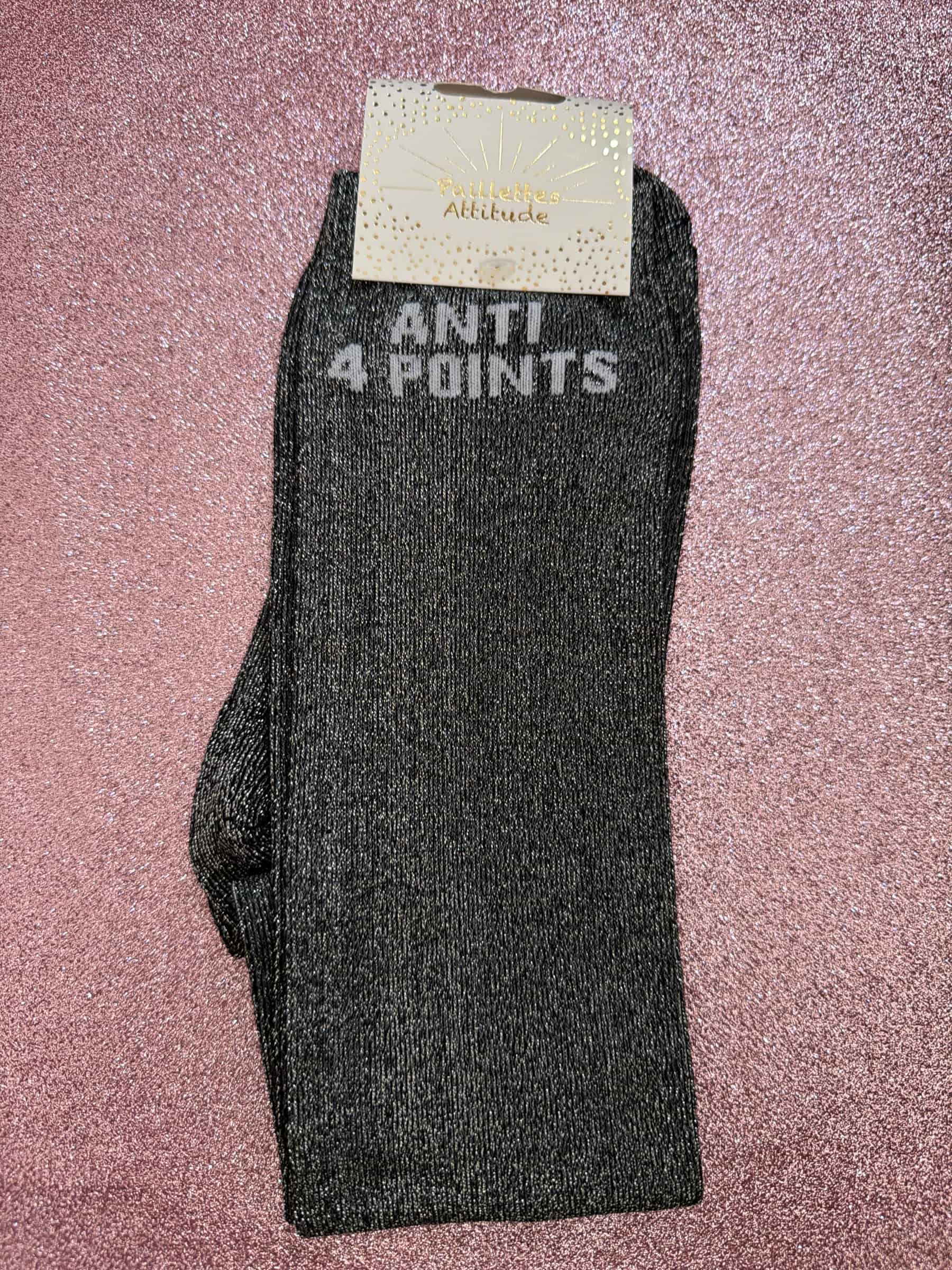 Chaussettes Équitation Adultes Paillettes Attitudes "Anti 4pts" – Noir