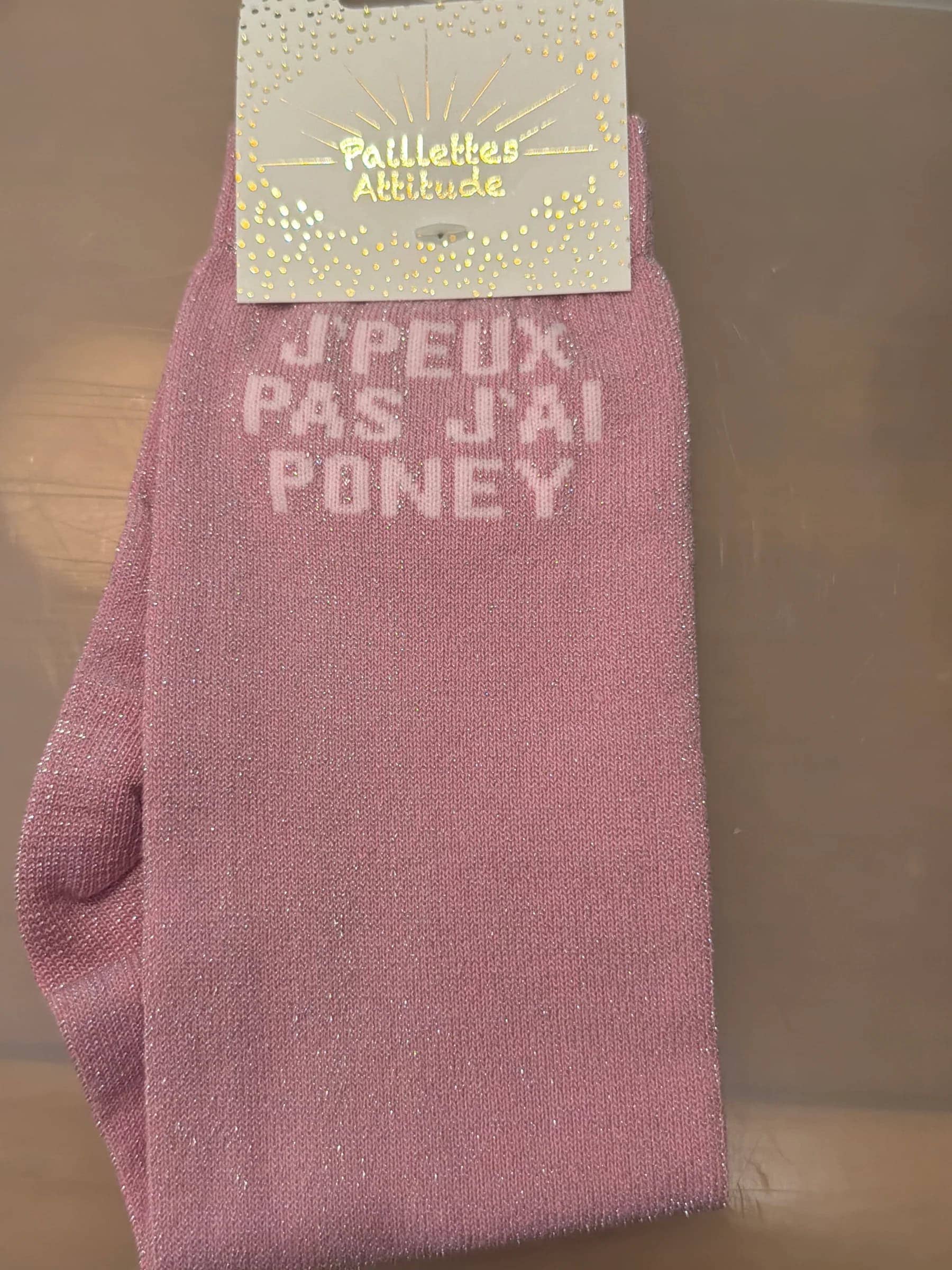 Chaussettes Équitation Enfants Paillettes Attitudes "J'peux pas j'ai poney" – Rose Chaussettes Équitation Enfants Paillettes Attitudes "J'peux pas j'ai poney" – Rose