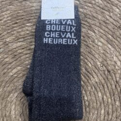 Chaussettes Équitation Adultes Paillettes Attitudes "Cheval boueux cheval heureux" – Noires