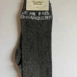 Chaussettes Équitation Adultes Paillettes Attitudes "Je me fais embarquer !!" – Noires