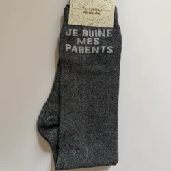 Chaussettes Équitation Adultes Paillettes Attitudes "Je ruine mes parents" – Noires