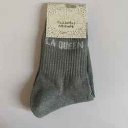 Chaussettes Équitation Adultes Paillettes Attitudes "La queen" – Argenté
