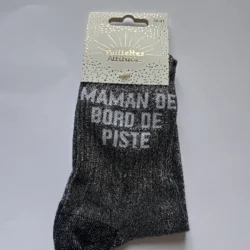 Chaussettes Équitation Adultes Paillettes Attitudes "Maman bord de piste" – Noires