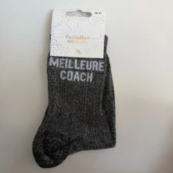 Chaussettes Équitation Adultes Paillettes Attitudes "Meilleure coach" – Noire