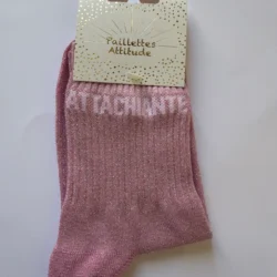 Chaussettes Équitation Enfants Paillettes Attitudes "Attachiante" – Rose