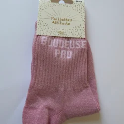 Chaussettes Équitation Enfants Paillettes Attitudes "Boudeuse pro" – Rose