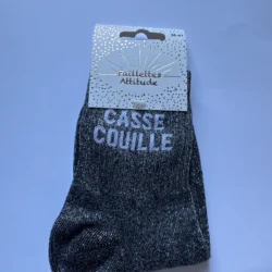 Chaussettes Équitation Adultes Paillettes Attitudes "Casse couille" – Noires