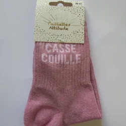Chaussettes Équitation Enfants Paillettes Attitudes "Casse couille" – Rose