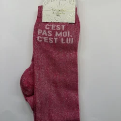 Chaussettes Équitation Adultes Paillettes Attitudes "C'est pas moi c'est lui" – Fuschia