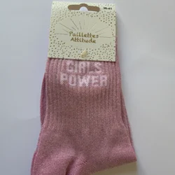 Chaussettes Équitation Enfants Paillettes Attitudes "Girl power" – Rose