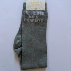 Chaussettes Équitation Adultes Paillettes Attitudes "Je ruine mes parents" – Argenté