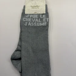 Chaussettes Équitation Adultes Paillettes Attitudes "J'pue le cheval et j'assume" – Argenté