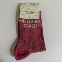 Chaussettes Équitation Adultes Paillettes Attitudes "Meilleure coach" – Fuschia