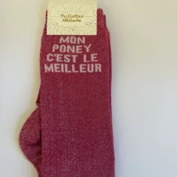 Chaussettes Équitation Adultes Paillettes Attitudes "Mon poney c'est le meilleur" – Fuschia