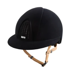 KEP Italia – Casque Smart Nova Velvet Noir Velvet Visière Polo & Lanière Beige