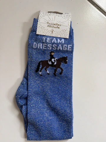 Paillettes attitude - Chaussettes Équitation Adultes "Team dressage" – Bleues