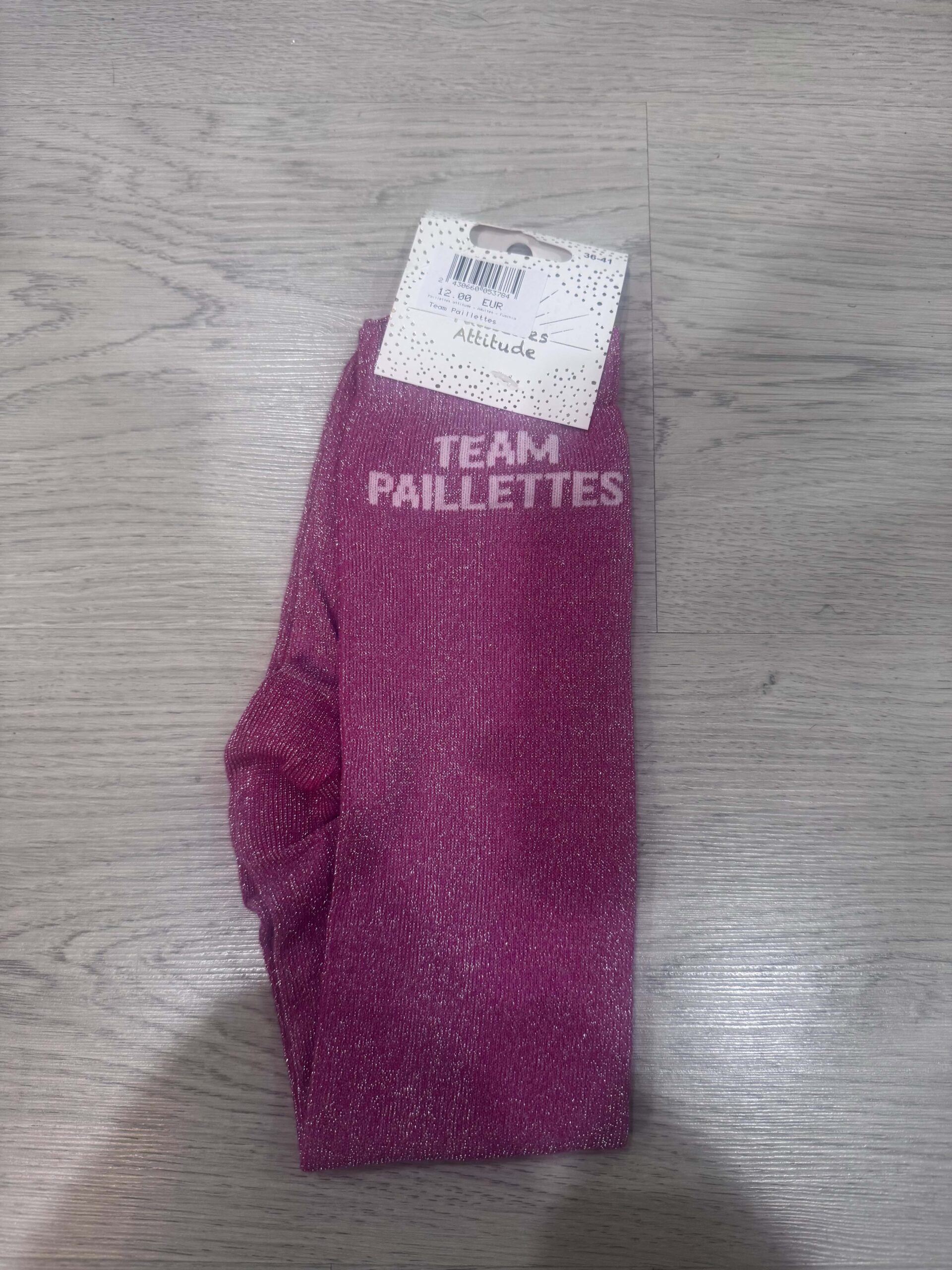 Paillettes Attitude – Chaussettes Adulte « Team Paillettes » Fuchsia Chaussettes adulte Team Paillettes fuchsia Paillettes Attitude