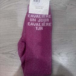Chaussettes adulte Cavalière un jour cavalière toujours fuchsia Paillettes Attitude