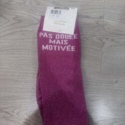 Chaussettes adulte Pas Douée Mais Motivée fuchsia Paillettes Attitude