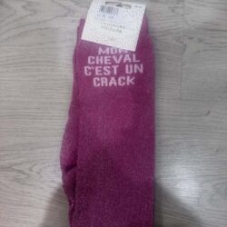 Chaussettes adulte Mon Cheval C’est un Crack fuchsia Paillettes Attitude