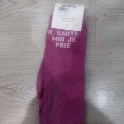 Chaussettes adulte Il saute moi je prie fuchsia Paillettes Attitude