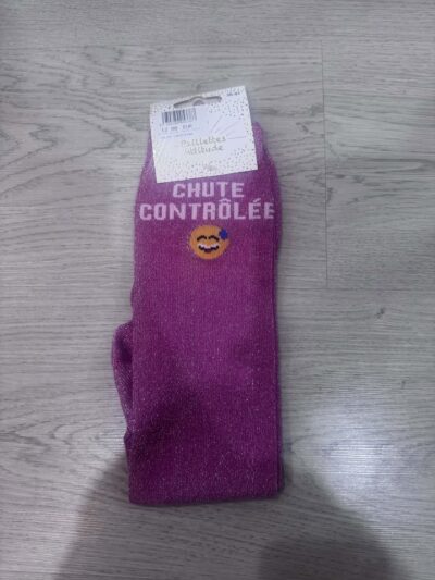 IMG_4435 Chaussettes adulte Chute Contrôlée fuchsia Paillettes Attitude