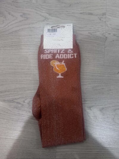 Paillettes Attitude – Chaussettes Équitation Adultes "Spritz & Ride Addict" – Orange