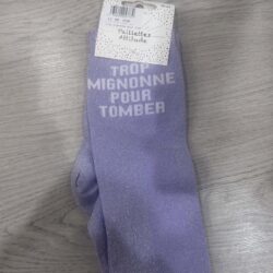 Chaussettes adulte Trop Mignonne pour Tomber mauve Paillettes Attitude
