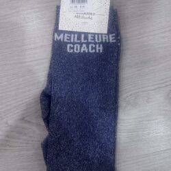 Chaussettes adulte Meilleure Coach marine Paillettes Attitude