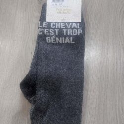 Chaussettes adulte Le cheval c’est trop génial noires Paillettes Attitude