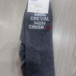 Chaussettes adulte Mon cheval c mon crush noires Paillettes Attitude