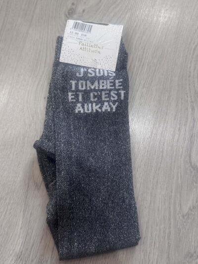 IMG_4458 Chaussettes adulte J’suis tombée et c’est aukay noires Paillettes Attitude