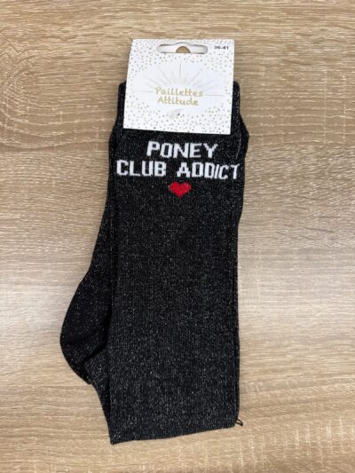 poney club addict noir paillette Chaussettes pailletées équitation Noir Intense 36-41